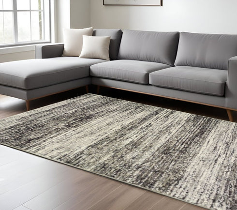 2' X 8' Gold And Slate Abstract Runner Rug
